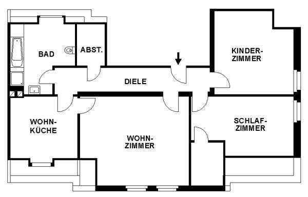 Etagenwohnung Düsseldorf Stadtbezirk 8 - 3 Zimmer, 93 m&sup2;, 797&euro; | Angebot:27194549