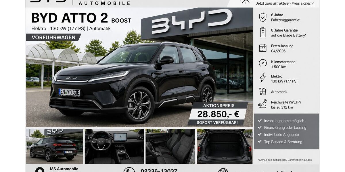 BYD ATTO 2 1.500 km 27.850 &euro; Schwelm 58332